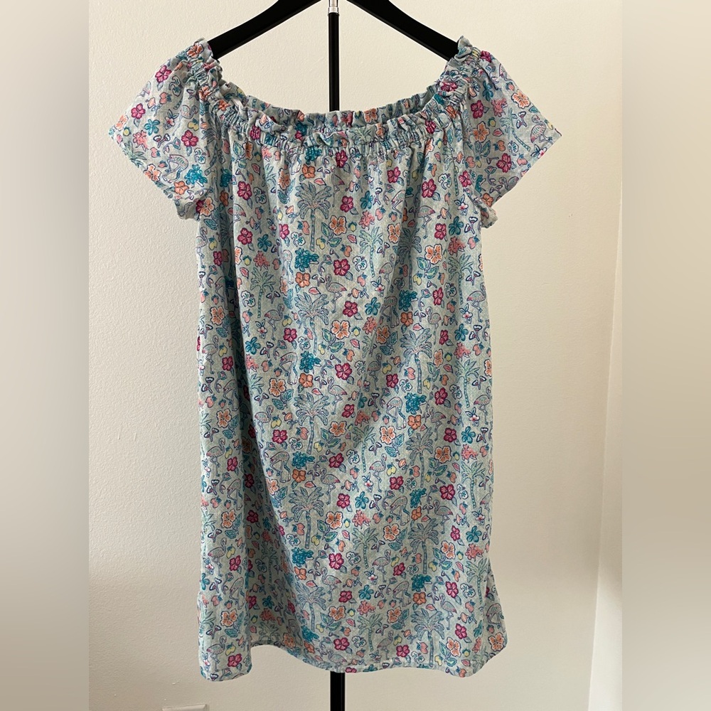 Vineyard Vines Light Blue Floral Off-Shoulder Dress